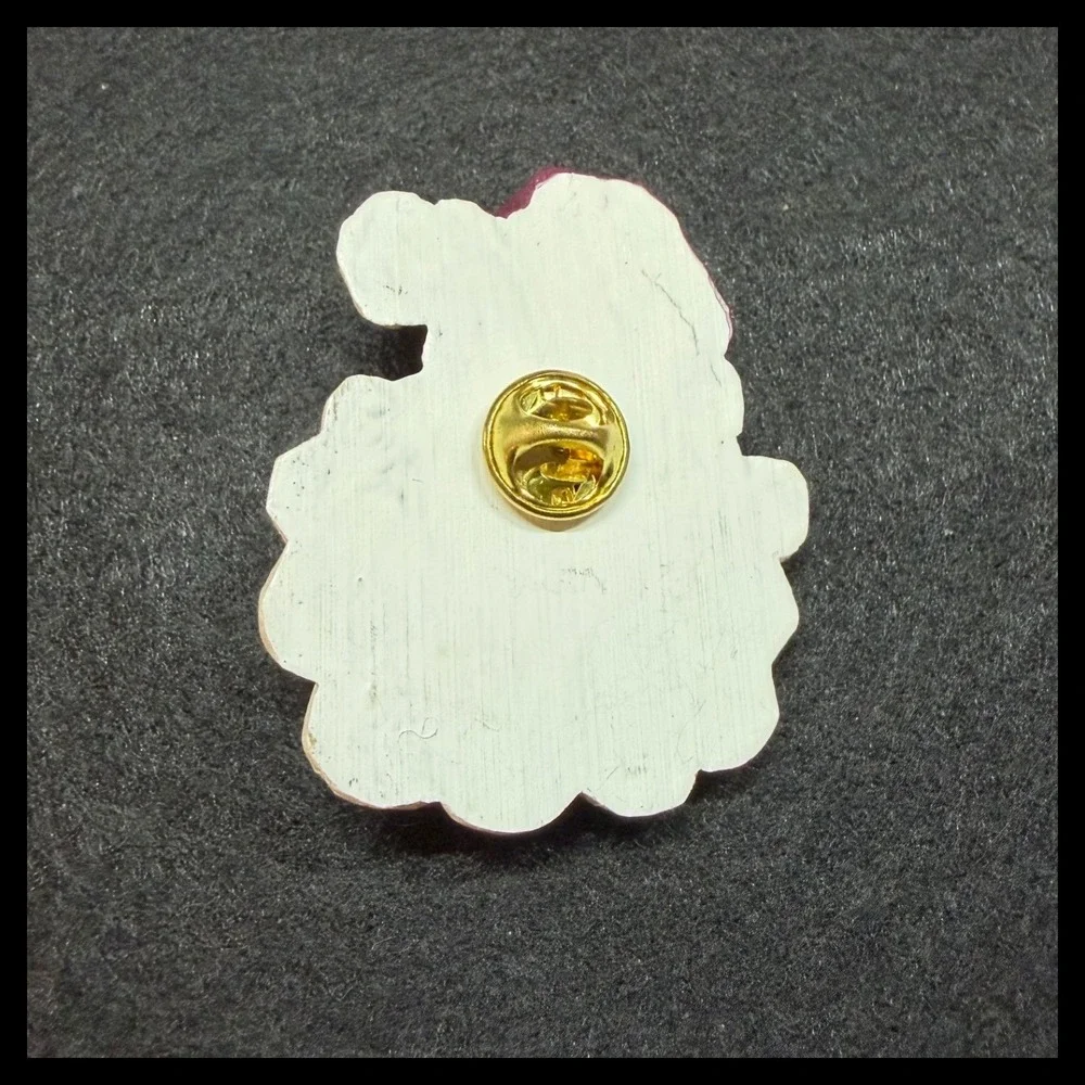 Santa Claus Lapel Pin Mens Small Cream Purple Resin Christmas Holiday